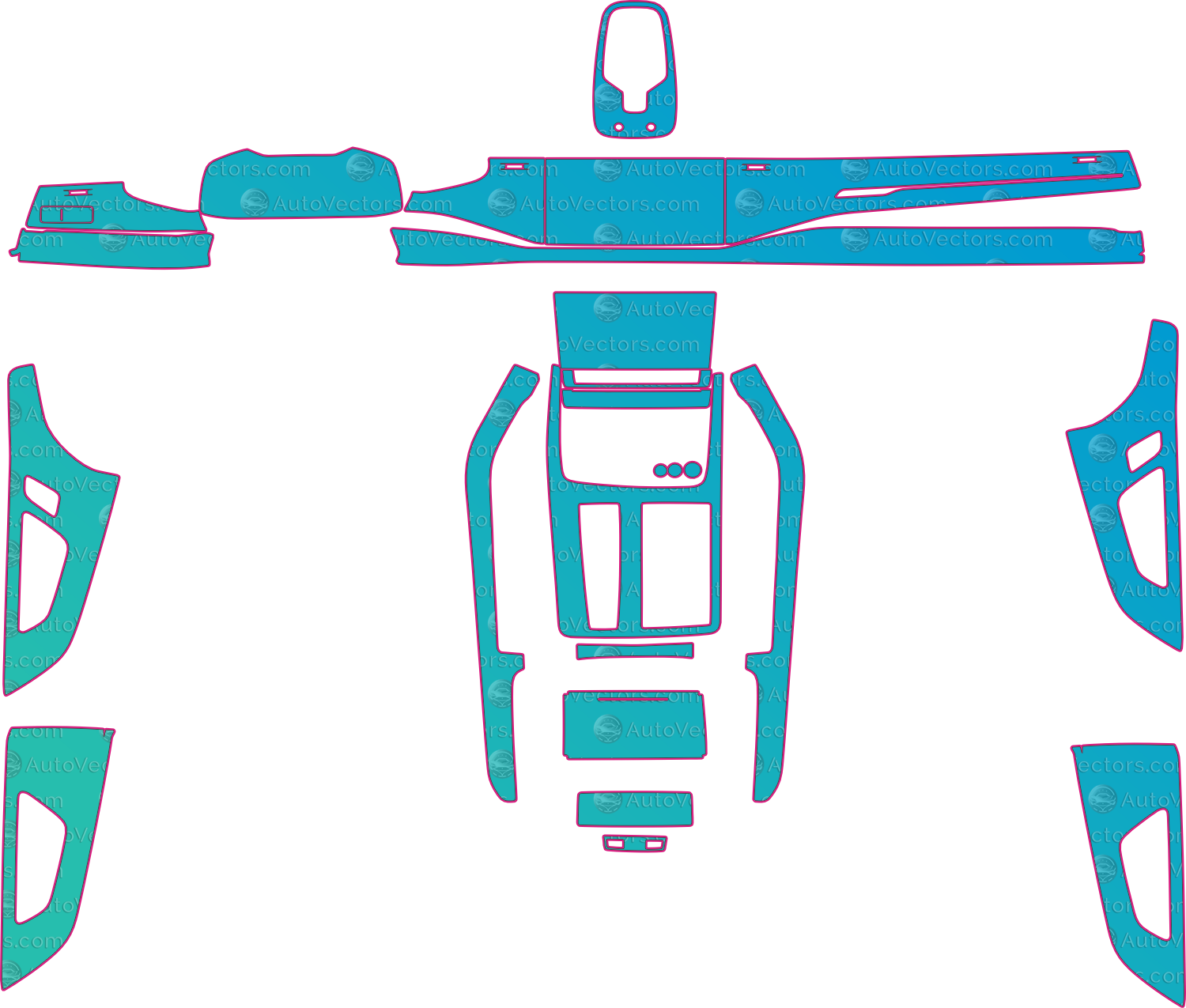 Audi Q8 S-Line (From 2018) SUV Interior Pre-Cut PPF Pattern Templates – interior pre-cut PPF pattern templates, digital download vector files (CDR, AI, PDF, DXF, SVG)