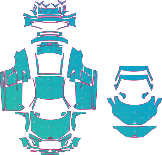 Audi R8 4S Facelift (2019-2024) Coupe Pre-Cut PPF Pattern Templates – pre-cut PPF pattern templates, digital download vector files (CDR, AI, PDF, DXF, SVG)