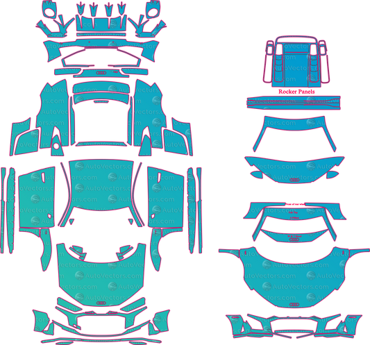 Audi R8 4S V10 Performance (From 2019) Coupe Pre-Cut PPF Pattern Templates – pre-cut PPF pattern templates, digital download vector files (CDR, AI, PDF, DXF, SVG)