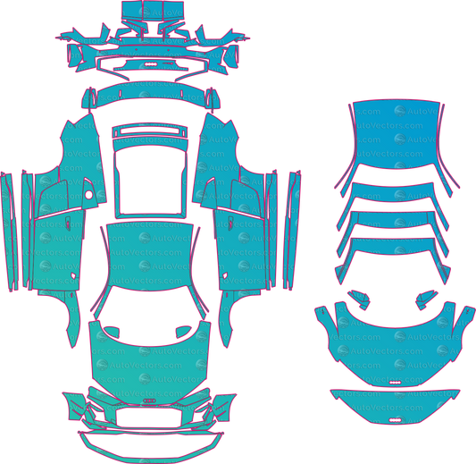 Audi R8 GT 4S Facelift (2023) Coupe Pre-Cut PPF Pattern Templates – pre-cut PPF pattern templates, digital download vector files (CDR, AI, PDF, DXF, SVG)