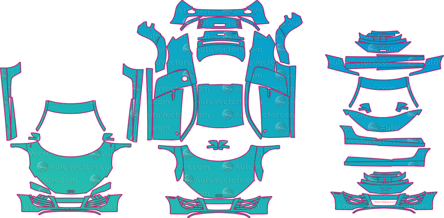 Audi R8 Type 42 V10 (From 2008) Coupe Pre-Cut PPF Pattern Templates – pre-cut PPF pattern templates, digital download vector files (CDR, AI, PDF, DXF, SVG)
