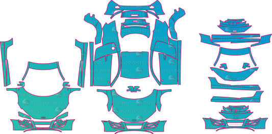 Audi R8 Type 42 V10 (From 2008) Coupe Pre-Cut PPF Pattern Templates – pre-cut PPF pattern templates, digital download vector files (CDR, AI, PDF, DXF, SVG)