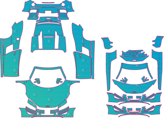 Audi R8 Type 42 V10 (From 2013) Spyder Pre-Cut PPF Pattern Templates – pre-cut PPF pattern templates, digital download vector files (CDR, AI, PDF, DXF, SVG)