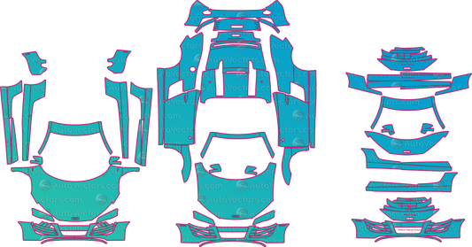 Audi R8 Type 42 V10 5.2 (From 2010) Spyder Pre-Cut PPF Pattern Templates – pre-cut PPF pattern templates, digital download vector files (CDR, AI, PDF, DXF, SVG)