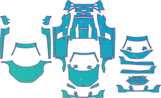 Audi R8 Type 42 V8 (From 2009) Spyder Pre-Cut PPF Pattern Templates – pre-cut PPF pattern templates, digital download vector files (CDR, AI, PDF, DXF, SVG)