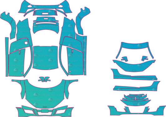 Audi R8 Type 42 V8 4.2 (From 2008) Coupe Pre-Cut PPF Pattern Templates – pre-cut PPF pattern templates, digital download vector files (CDR, AI, PDF, DXF, SVG)