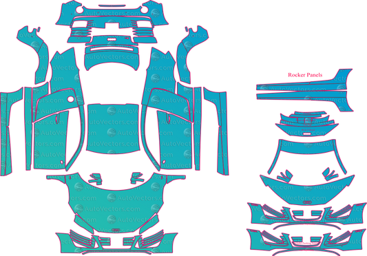 Audi R8 V10 (From 2013) Coupe Pre-Cut PPF Pattern Templates – pre-cut PPF pattern templates, digital download vector files (CDR, AI, PDF, DXF, SVG)