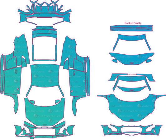 Audi R8 V10 (From 2019) Coupe Pre-Cut PPF Pattern Templates – pre-cut PPF pattern templates, digital download vector files (CDR, AI, PDF, DXF, SVG)