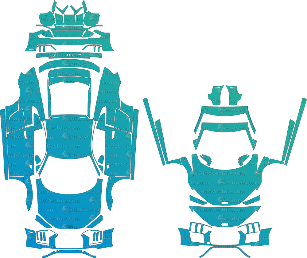 Audi R8 V10 Type 4S, ( 2017–2019) Coupe pre-cut PPF vector template download