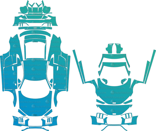 Audi R8 V10 Type 4S, ( 2017–2019) Coupe pre-cut PPF vector template download