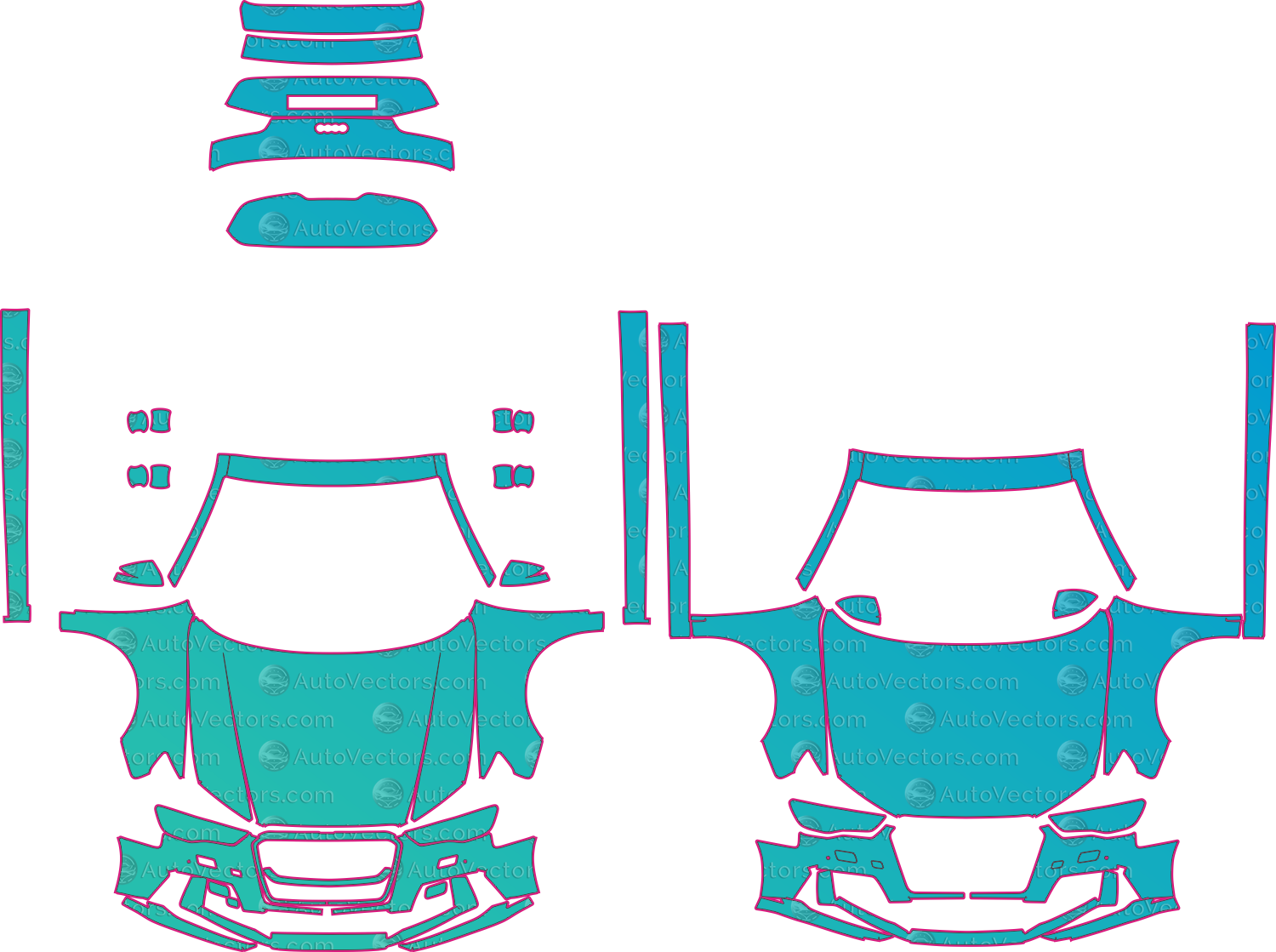 Audi RS 3 8VA (2015-2016) Hatchback Pre-Cut PPF Pattern Templates – pre-cut PPF pattern templates, digital download vector files (CDR, AI, PDF, DXF, SVG)