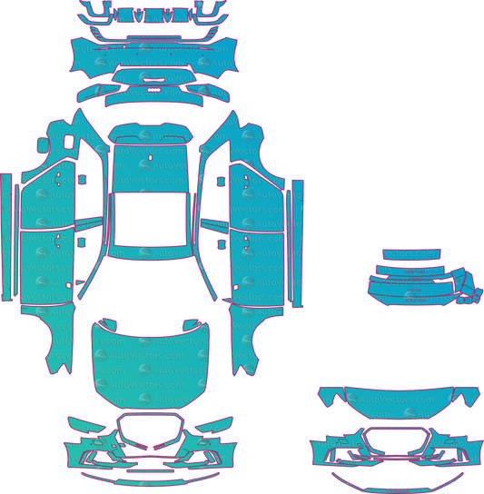 Audi RS 3 8VA Facelift (From 2017) Hatchback Pre-Cut PPF Pattern Templates – pre-cut PPF pattern templates, digital download vector files (CDR, AI, PDF, DXF, SVG)