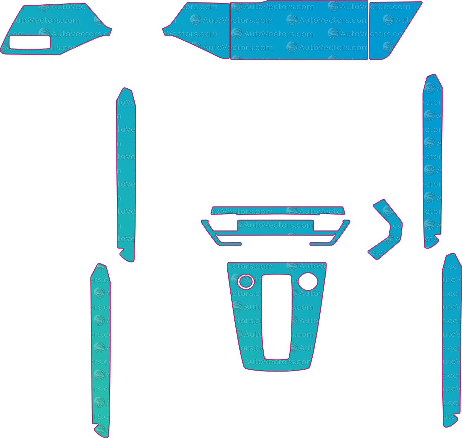 Audi RS 3 Base (From 2022) Interior Pre-Cut PPF Pattern Templates – interior pre-cut PPF pattern templates, digital download vector files (CDR, AI, PDF, DXF, SVG)