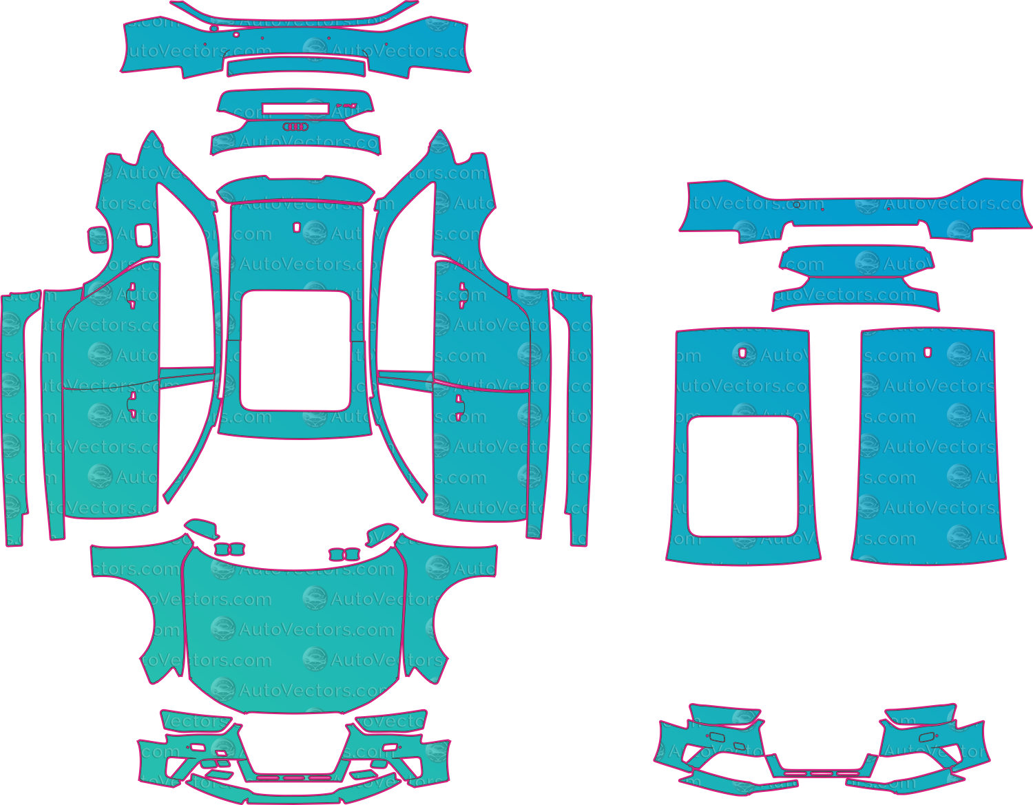 Audi RS 4 B8 Facelift (2012-2015) Avant Pre-Cut PPF Pattern Templates – pre-cut PPF pattern templates, digital download vector files (CDR, AI, PDF, DXF, SVG)