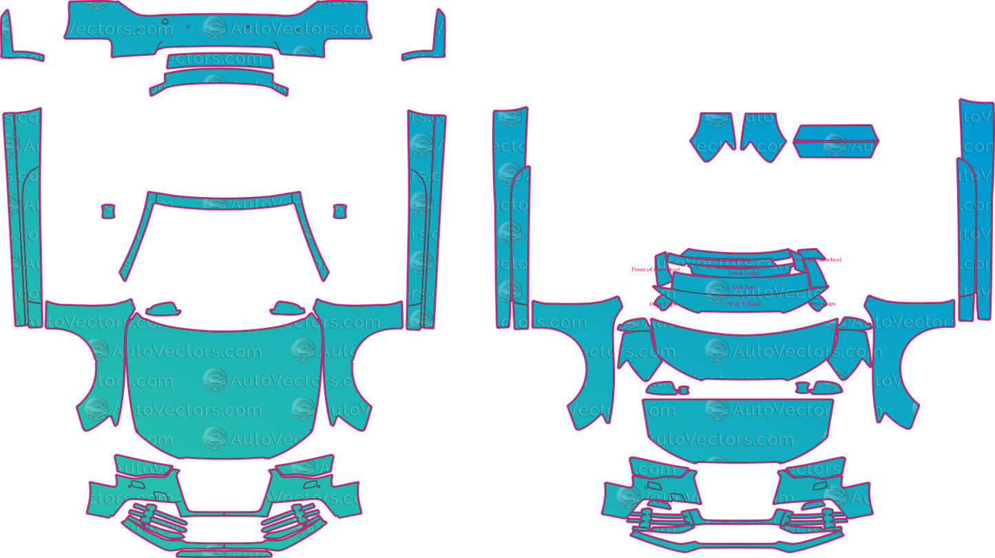Audi RS 5 8F Facelift (From 2013) Cabriolet Pre-Cut PPF Pattern Templates – pre-cut PPF pattern templates, digital download vector files (CDR, AI, PDF, DXF, SVG)