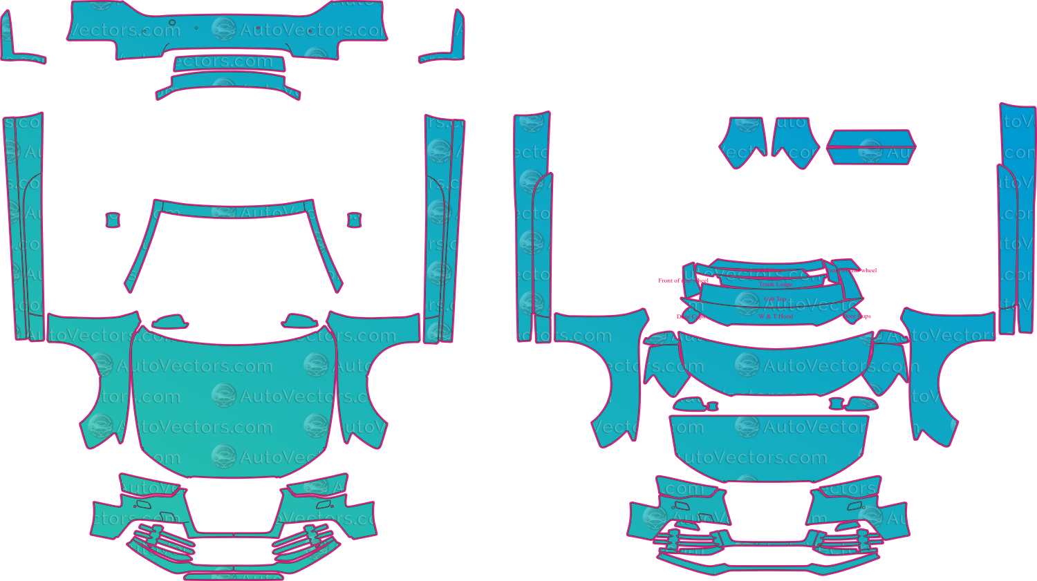 Audi RS 5 8F Facelift (From 2013) Cabriolet Pre-Cut PPF Pattern Templates – pre-cut PPF pattern templates, digital download vector files (CDR, AI, PDF, DXF, SVG)