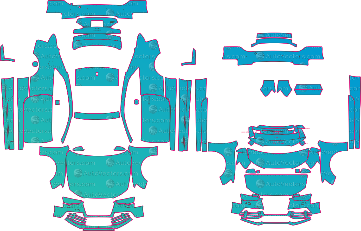 Audi RS 5 8T Facelift (From 2012) Coupe Pre-Cut PPF Pattern Templates – pre-cut PPF pattern templates, digital download vector files (CDR, AI, PDF, DXF, SVG)