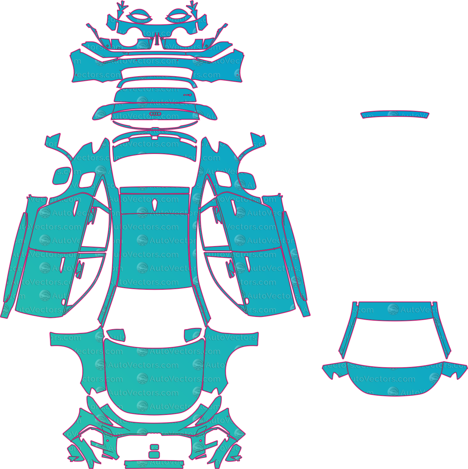 Audi RS 5 B10 (From 2026) Sedan Pre-Cut PPF Pattern Templates – pre-cut PPF pattern templates, digital download vector files (CDR, AI, PDF, DXF, SVG)