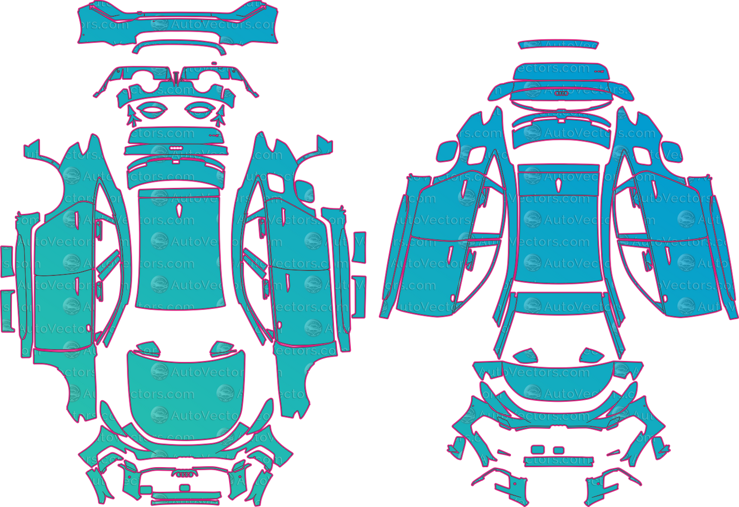Audi RS 5 B10 (From 2027) Sedan Pre-Cut PPF Pattern Templates – pre-cut PPF pattern templates, digital download vector files (CDR, AI, PDF, DXF, SVG)