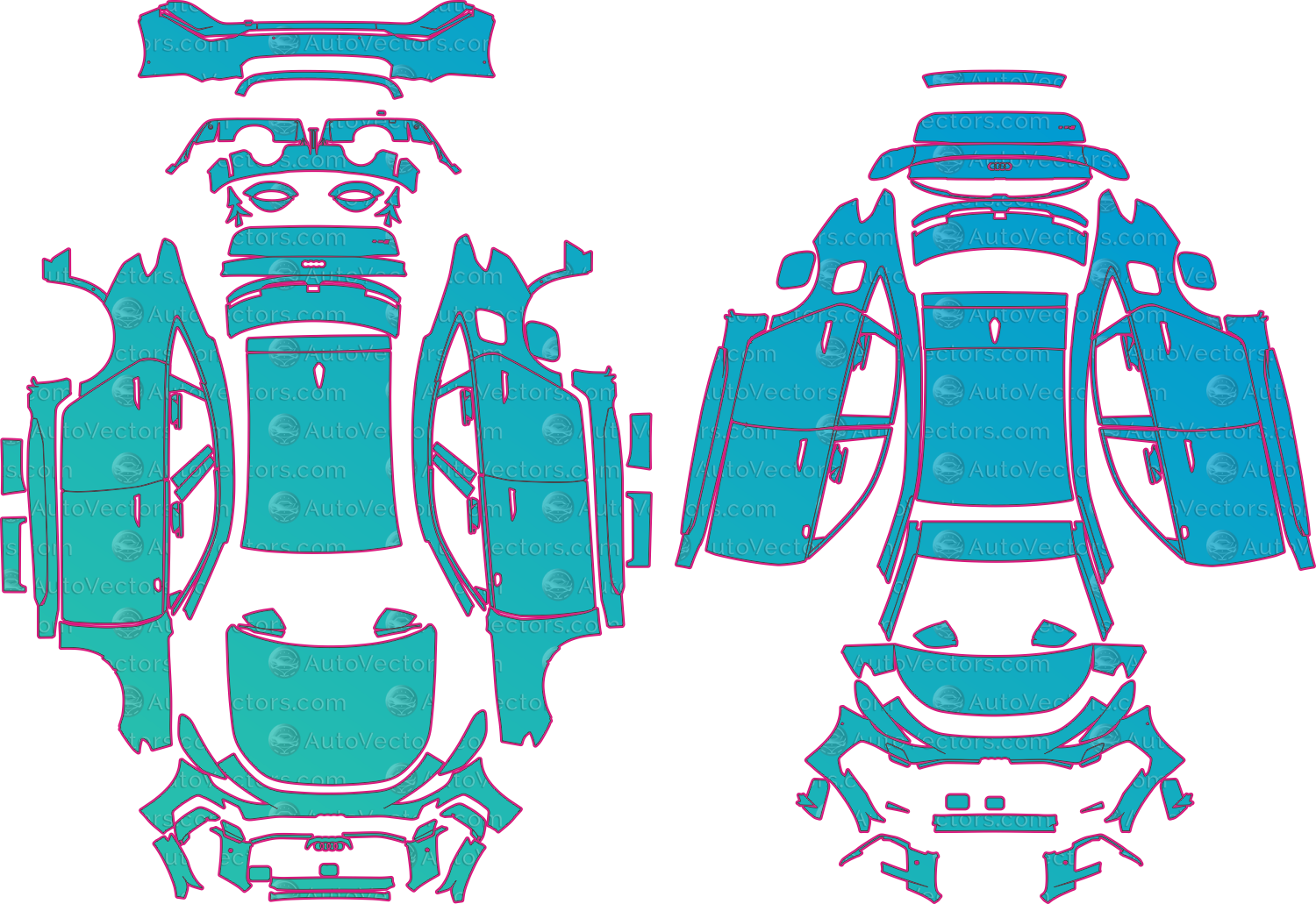 Audi RS 5 B10 (From 2027) Sedan Pre-Cut PPF Pattern Templates – pre-cut PPF pattern templates, digital download vector files (CDR, AI, PDF, DXF, SVG)