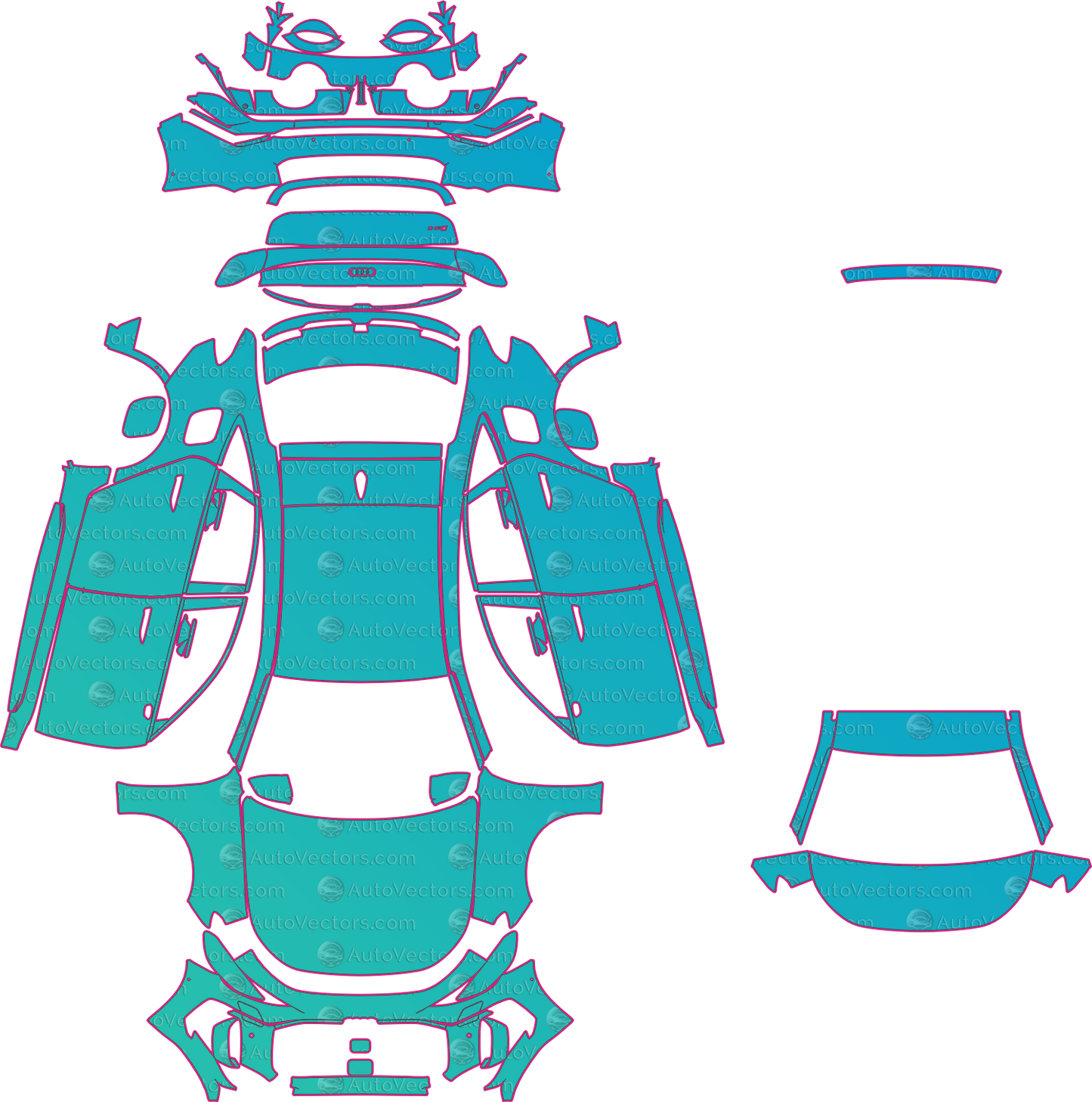 Audi RS 5 B10 Performance Vorsprung (From 2026) Sedan Pre-Cut PPF Pattern Templates – pre-cut PPF pattern templates, digital download vector files (CDR, AI, PDF, DXF, SVG)