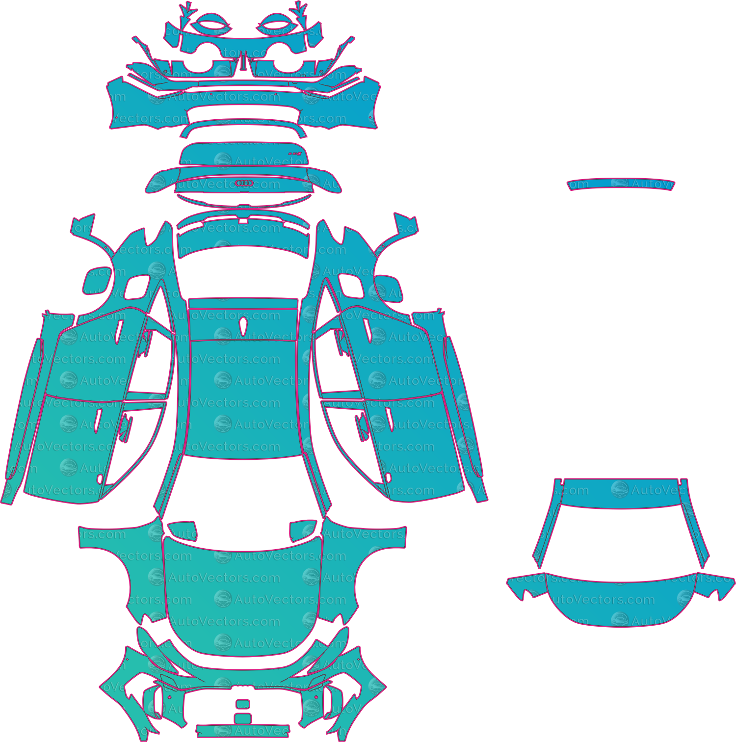 Audi RS 5 B10 Performance Vorsprung (From 2026) Sedan Pre-Cut PPF Pattern Templates – pre-cut PPF pattern templates, digital download vector files (CDR, AI, PDF, DXF, SVG)