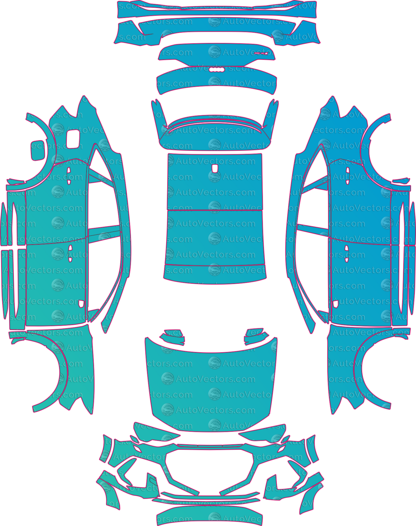 Audi RS Q3 F3 (From 2019) Sportback Pre-Cut PPF Pattern Templates – pre-cut PPF pattern templates, digital download vector files (CDR, AI, PDF, DXF, SVG)