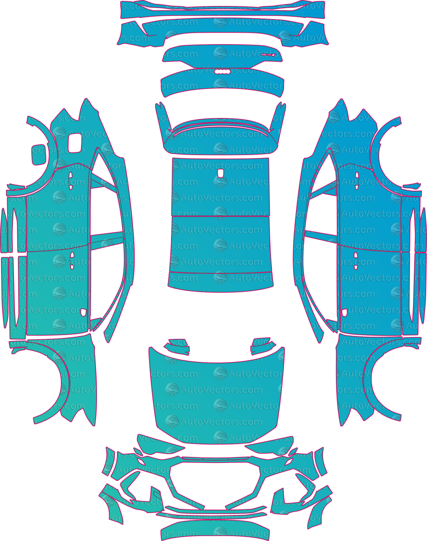 Audi RS Q3 F3 (From 2019) Sportback Pre-Cut PPF Pattern Templates – pre-cut PPF pattern templates, digital download vector files (CDR, AI, PDF, DXF, SVG)