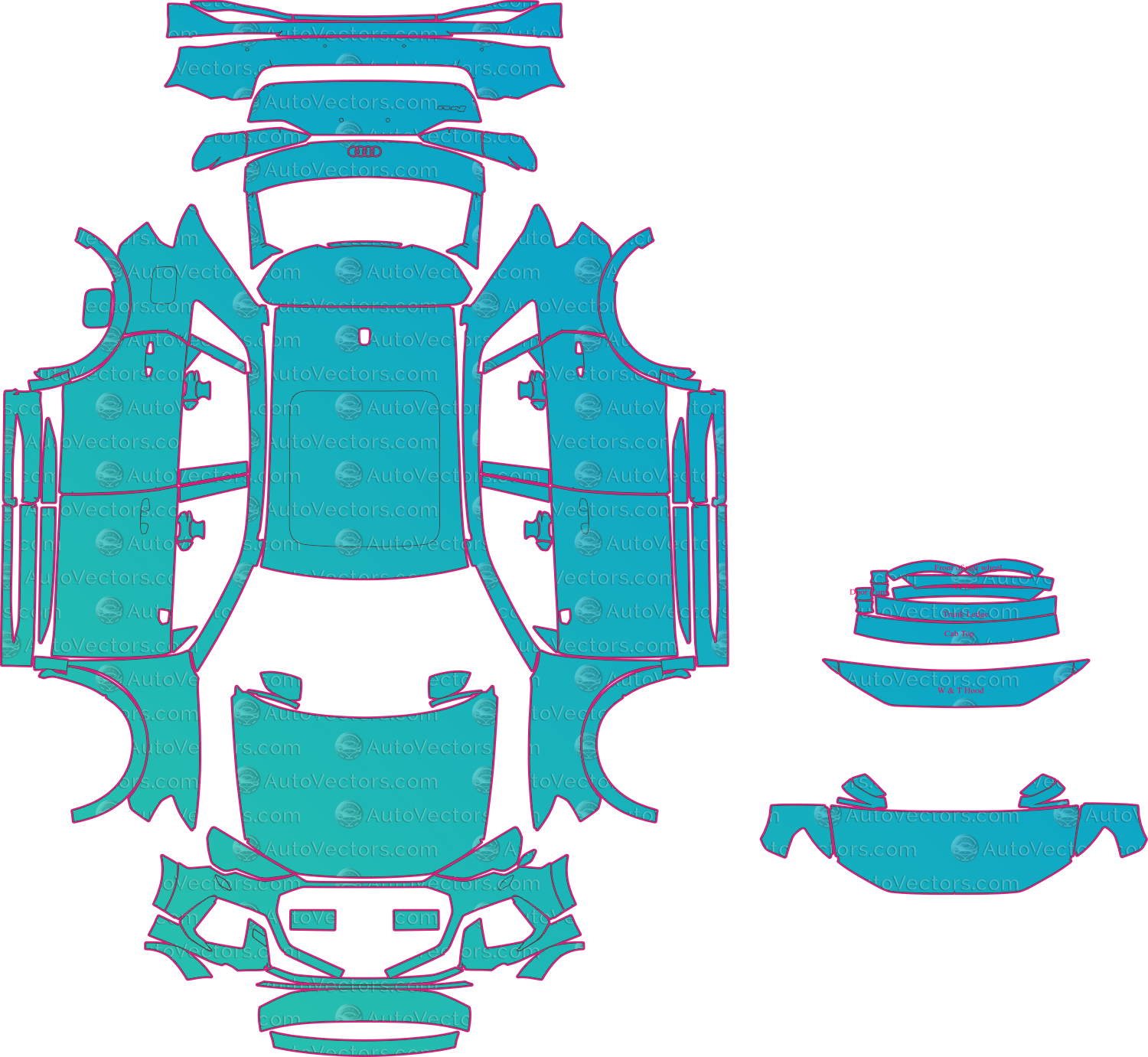 Audi RS Q3 F3 Option 2 (2019-2025) SUV Pre-Cut PPF Pattern Templates – pre-cut PPF pattern templates, digital download vector files (CDR, AI, PDF, DXF, SVG)