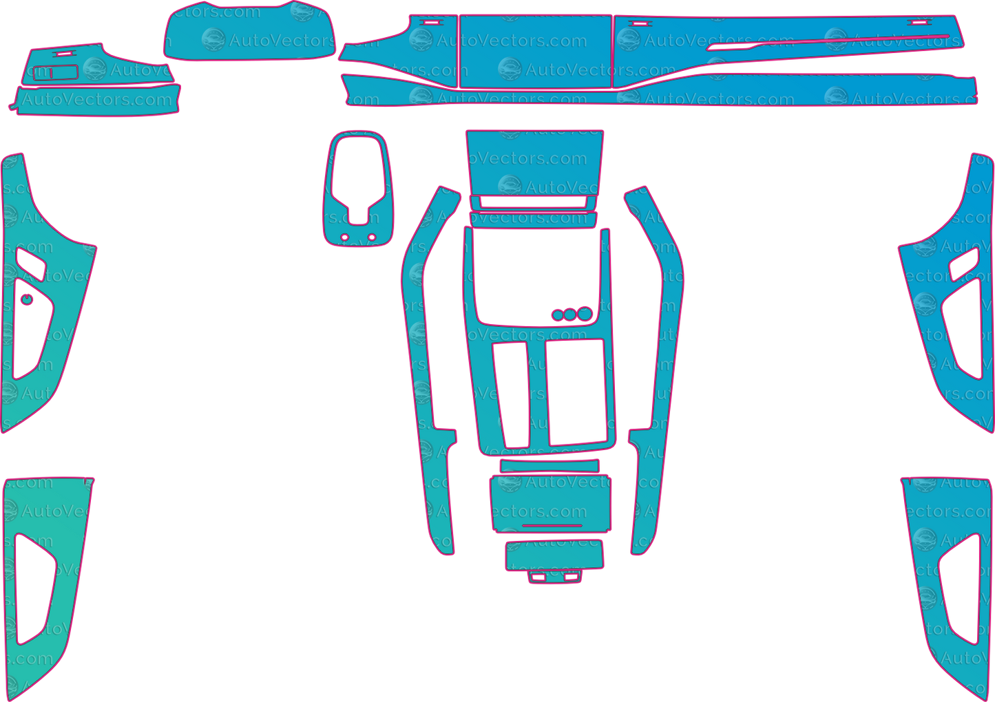 Audi RS Q8 4MN Carbon Black-Vorsprung (2020-2023) SUV Interior Pre-Cut PPF Pattern Templates – interior pre-cut PPF pattern templates, digital download vector files (CDR, AI, PDF, DXF, SVG)