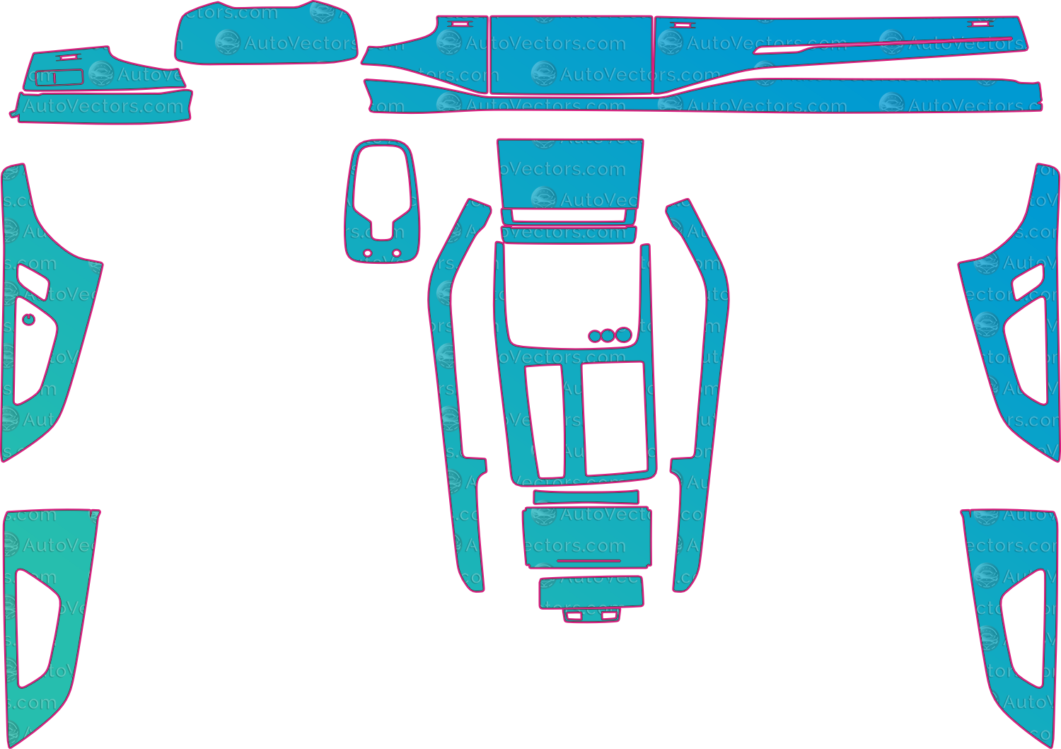 Audi RS Q8 4MN Carbon Black-Vorsprung (2020-2023) SUV Interior Pre-Cut PPF Pattern Templates – interior pre-cut PPF pattern templates, digital download vector files (CDR, AI, PDF, DXF, SVG)