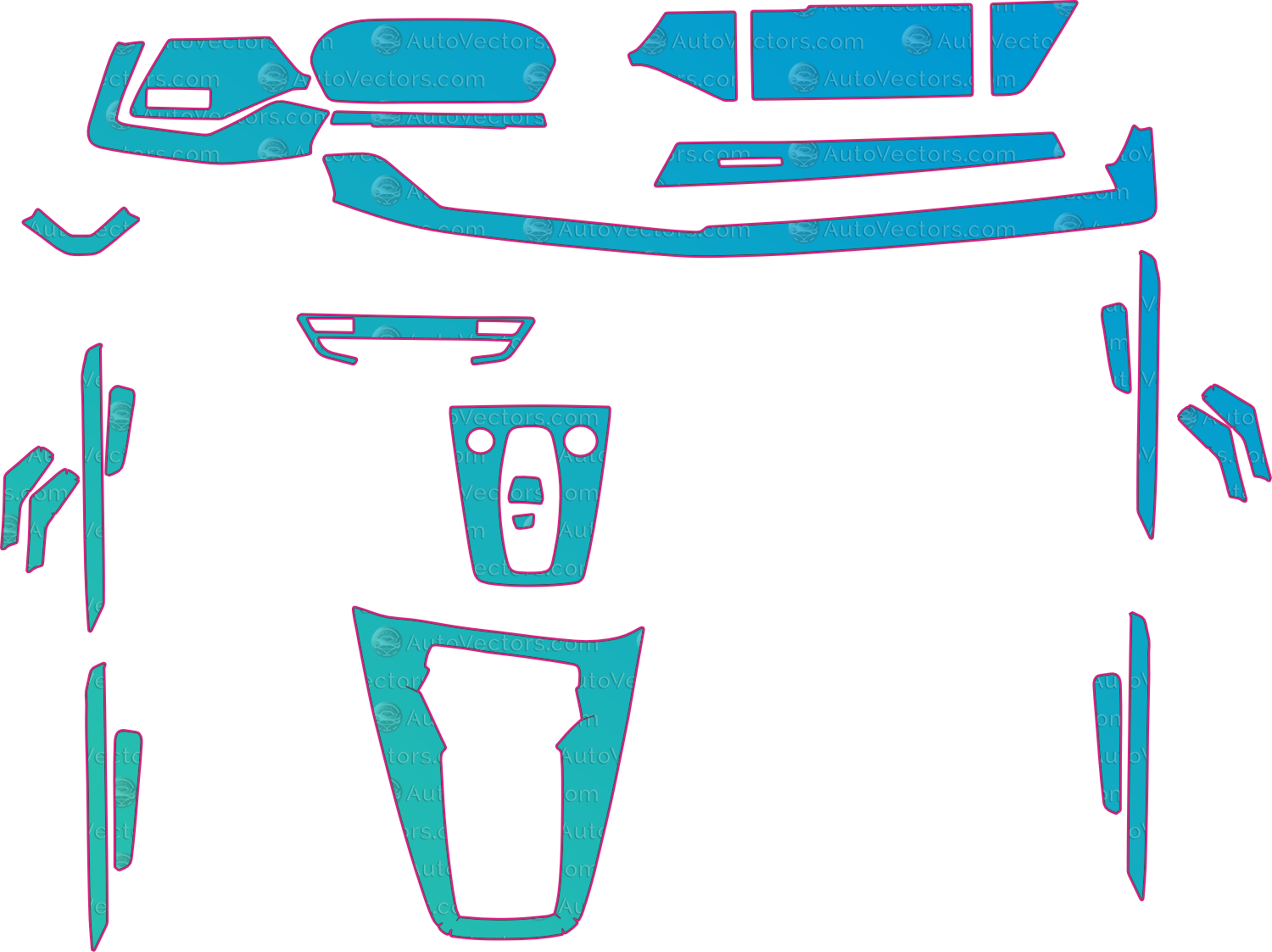 Audi RS3 Base (From 2025) Interior Pre-Cut PPF Pattern Templates – interior pre-cut PPF pattern templates, digital download vector files (CDR, AI, PDF, DXF, SVG)