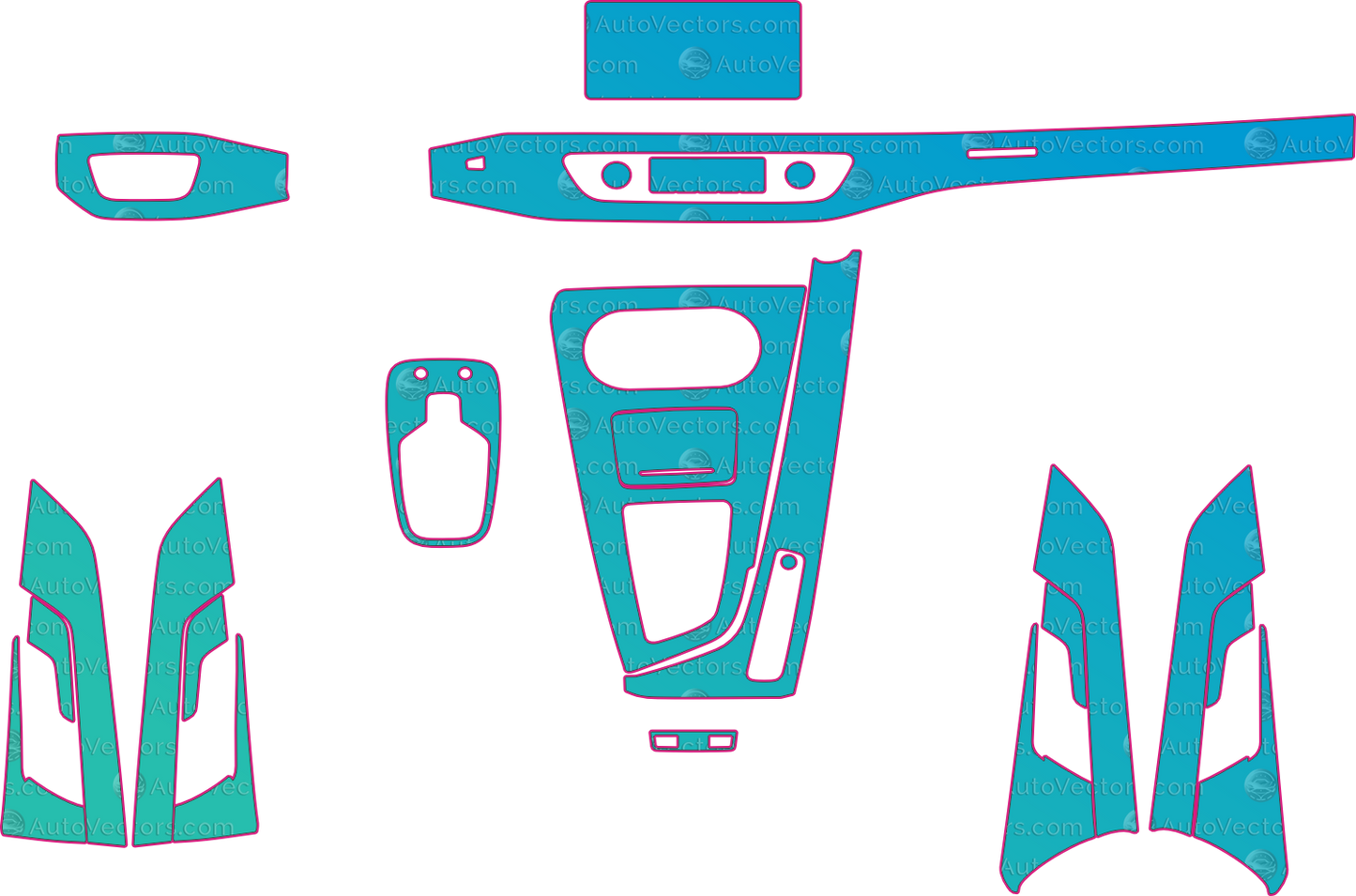 Audi RS4 B9 (From 2022) Avant Interior Pre-Cut PPF Pattern Templates – interior pre-cut PPF pattern templates, digital download vector files (CDR, AI, PDF, DXF, SVG)