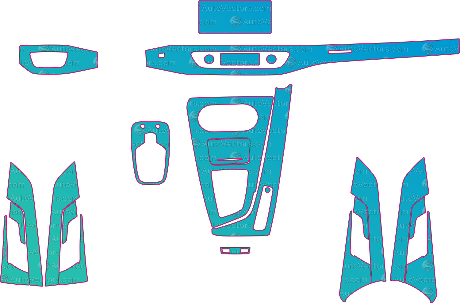 Audi RS4 B9 (From 2022) Avant Interior Pre-Cut PPF Pattern Templates – interior pre-cut PPF pattern templates, digital download vector files (CDR, AI, PDF, DXF, SVG)