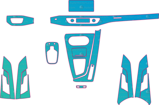 Audi RS4 B9 (From 2022) Avant Interior Pre-Cut PPF Pattern Templates – interior pre-cut PPF pattern templates, digital download vector files (CDR, AI, PDF, DXF, SVG)