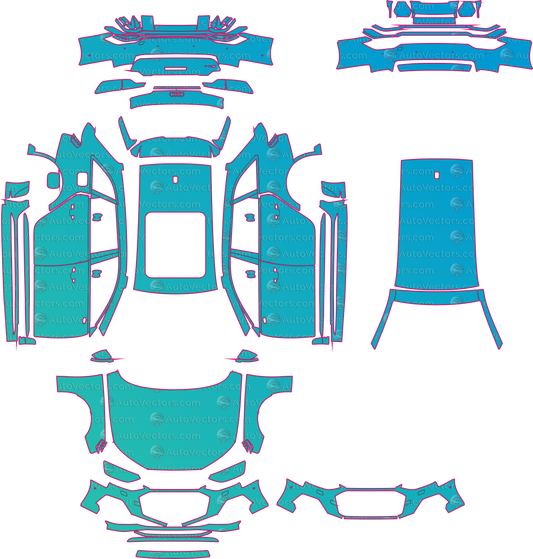 Audi RS4 B9 Facelift (From 2019) Avant Pre-Cut PPF Pattern Templates – pre-cut PPF pattern templates, digital download vector files (CDR, AI, PDF, DXF, SVG)