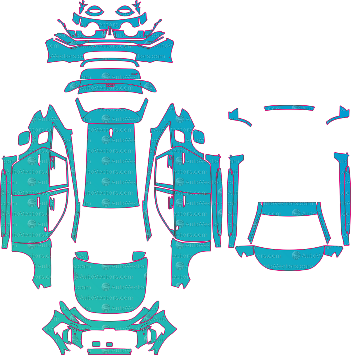 Audi RS5 Performance Vorsprung (From 2027) Avant pre-cut PPF pattern layout