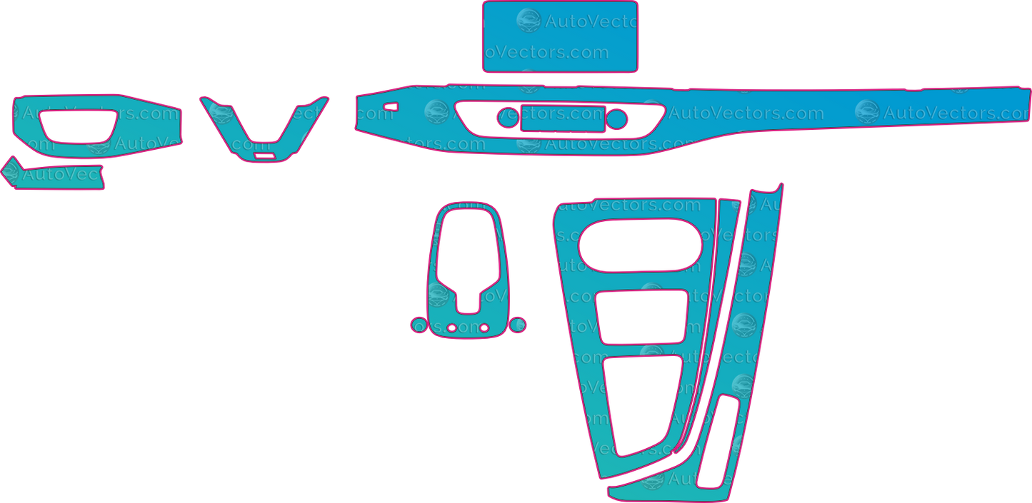 Audi RS5 Carbon Edition (2018-2020) Interior Pre-Cut PPF Pattern Templates – interior pre-cut PPF pattern templates, digital download vector files (CDR, AI, PDF, DXF, SVG)