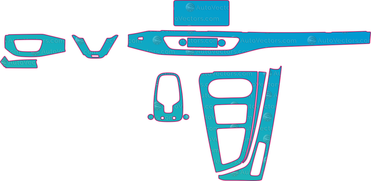Audi RS5 Carbon Edition (2018-2020) Interior Pre-Cut PPF Pattern Templates – interior pre-cut PPF pattern templates, digital download vector files (CDR, AI, PDF, DXF, SVG)