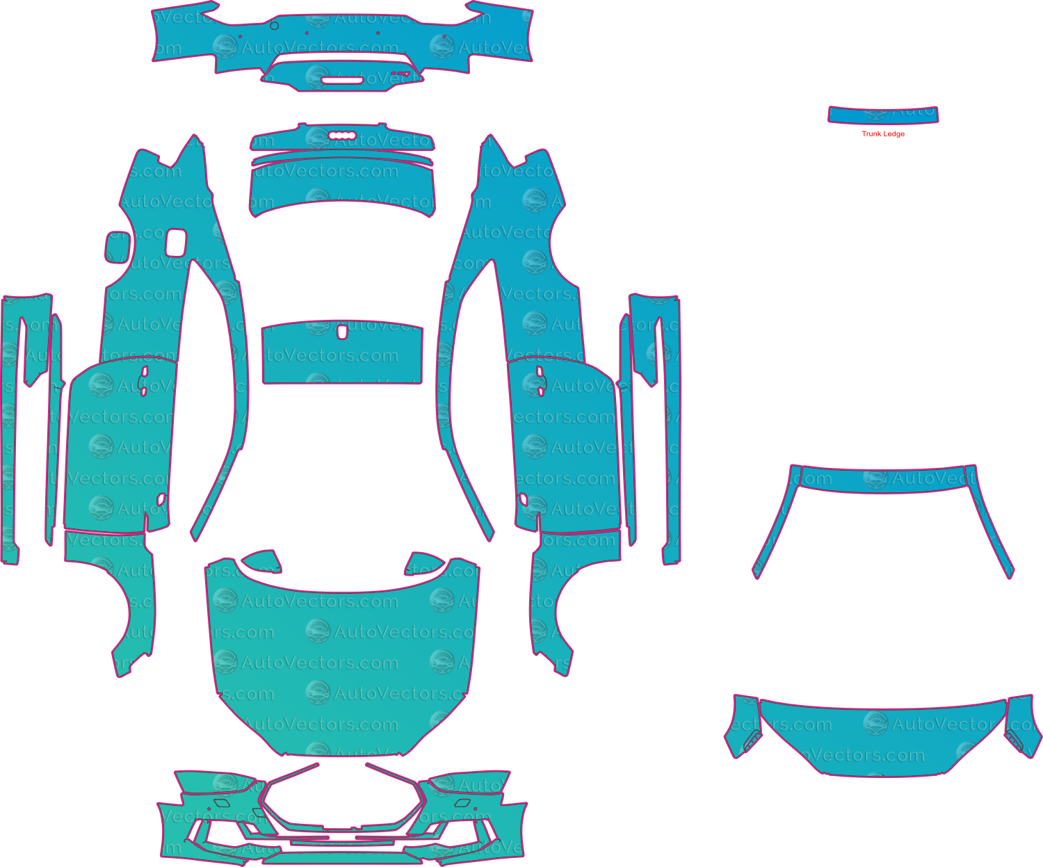 Audi RS5 Carbon Edition-Performance Coupe (2018) Pre-Cut PPF Pattern Templates – pre-cut PPF pattern templates, digital download vector files (CDR, AI, PDF, DXF, SVG)