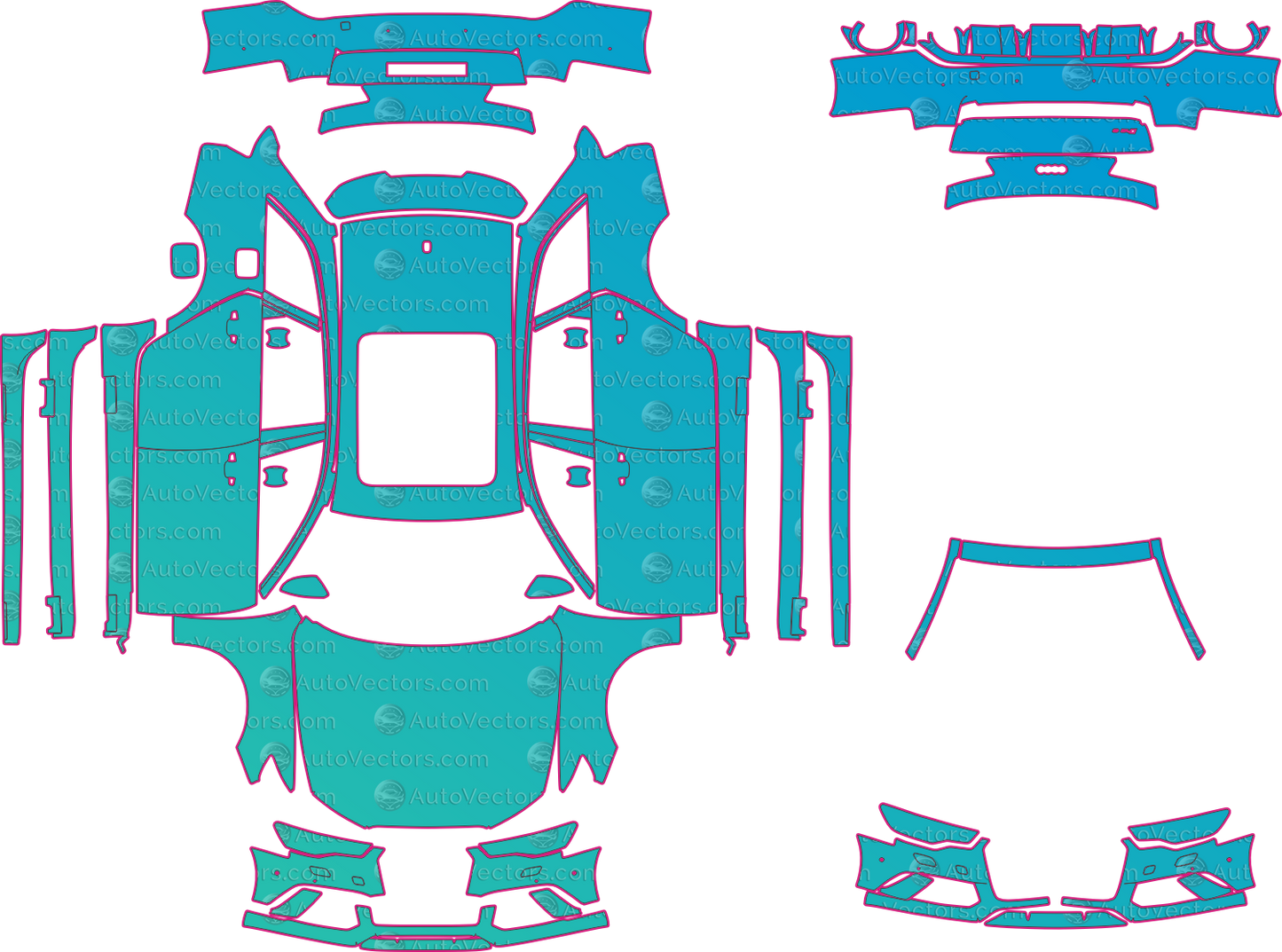 Audi RS6 C7 AVANT (From 2015) Wagon Pre-Cut PPF Pattern Templates – pre-cut PPF pattern templates, digital download vector files (CDR, AI, PDF, DXF, SVG)