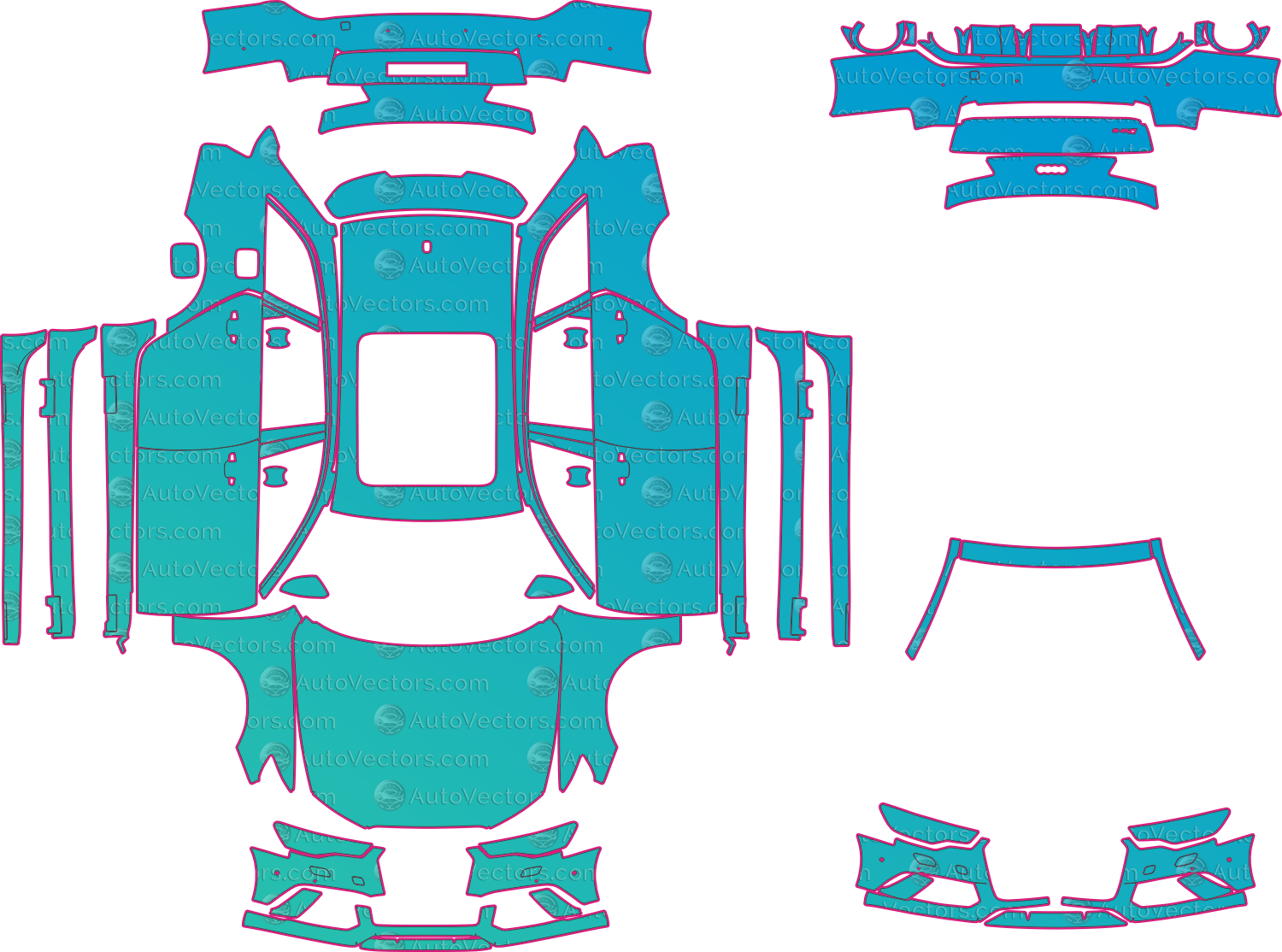 Audi RS6 C7 AVANT (From 2015) Wagon Pre-Cut PPF Pattern Templates – pre-cut PPF pattern templates, digital download vector files (CDR, AI, PDF, DXF, SVG)