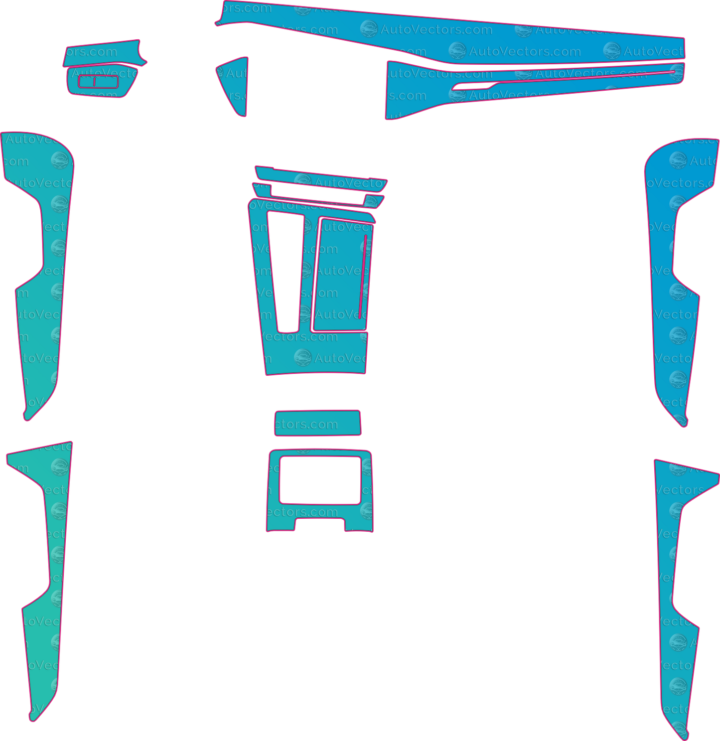 Audi RS6 C8 Base (From 2019) Wagon Interior Pre-Cut PPF Pattern Templates – interior pre-cut PPF pattern templates, digital download vector files (CDR, AI, PDF, DXF, SVG)