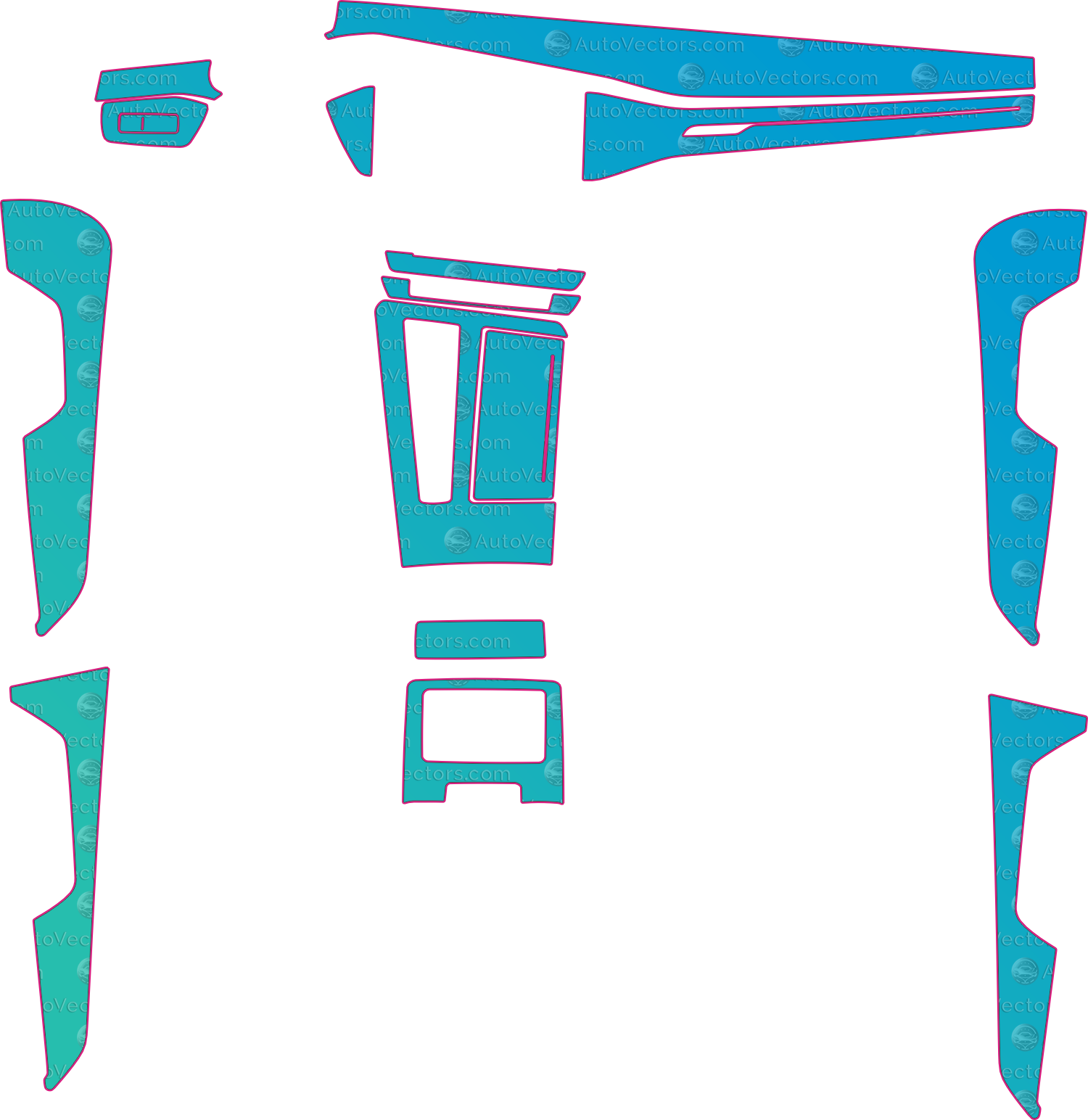 Audi RS6 C8 Base (From 2019) Wagon Interior Pre-Cut PPF Pattern Templates – interior pre-cut PPF pattern templates, digital download vector files (CDR, AI, PDF, DXF, SVG)