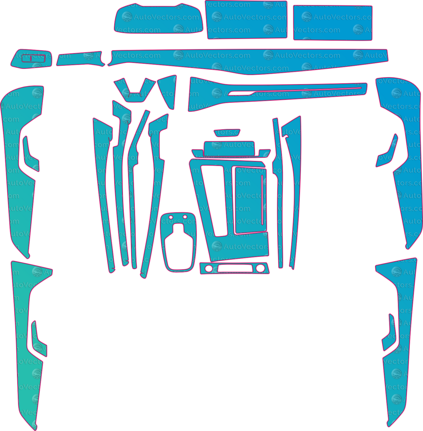 Audi RS7 C8 Base (From 2021) Interior Pre-Cut PPF Pattern Templates – interior pre-cut PPF pattern templates, digital download vector files (CDR, AI, PDF, DXF, SVG)