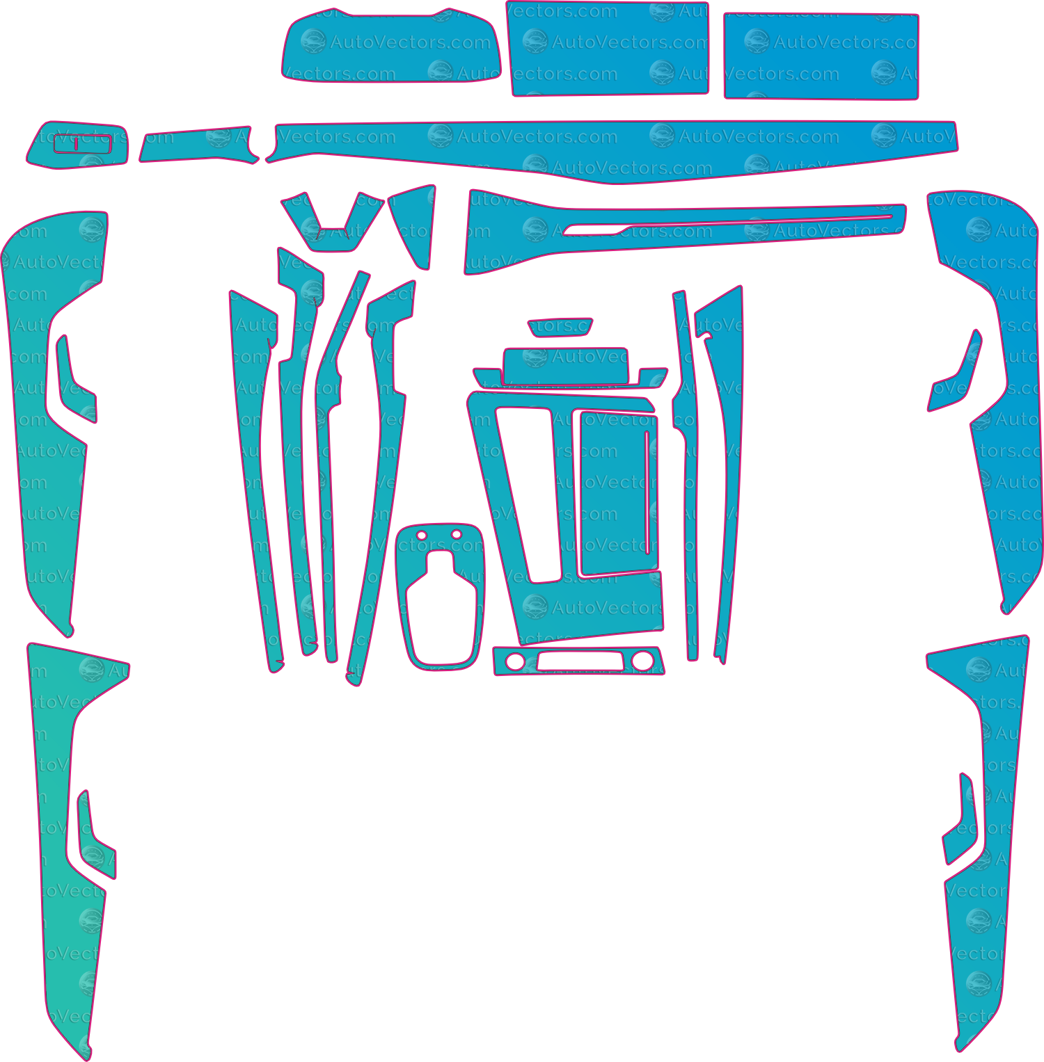 Audi RS7 C8 Base (From 2021) Interior Pre-Cut PPF Pattern Templates – interior pre-cut PPF pattern templates, digital download vector files (CDR, AI, PDF, DXF, SVG)