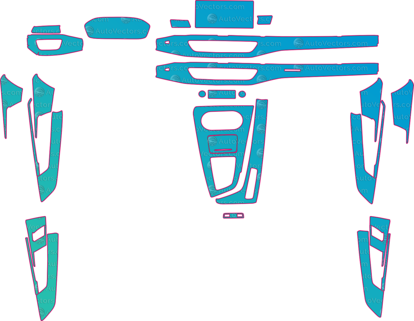 Audi S4 Base (From 2020) Interior Pre-Cut PPF Pattern Templates – interior pre-cut PPF pattern templates, digital download vector files (CDR, AI, PDF, DXF, SVG)