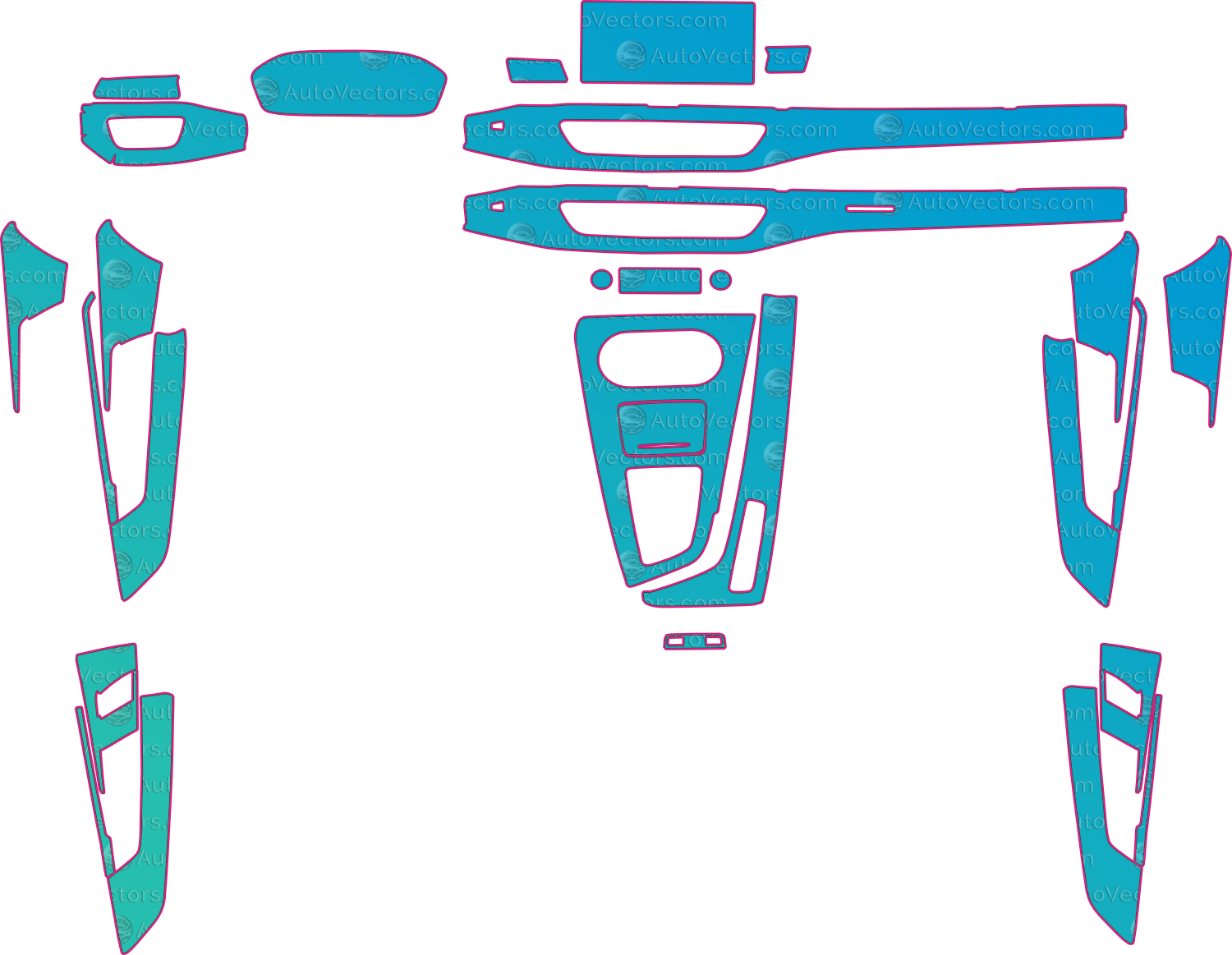 Audi S4 Base (From 2020) Interior Pre-Cut PPF Pattern Templates – interior pre-cut PPF pattern templates, digital download vector files (CDR, AI, PDF, DXF, SVG)
