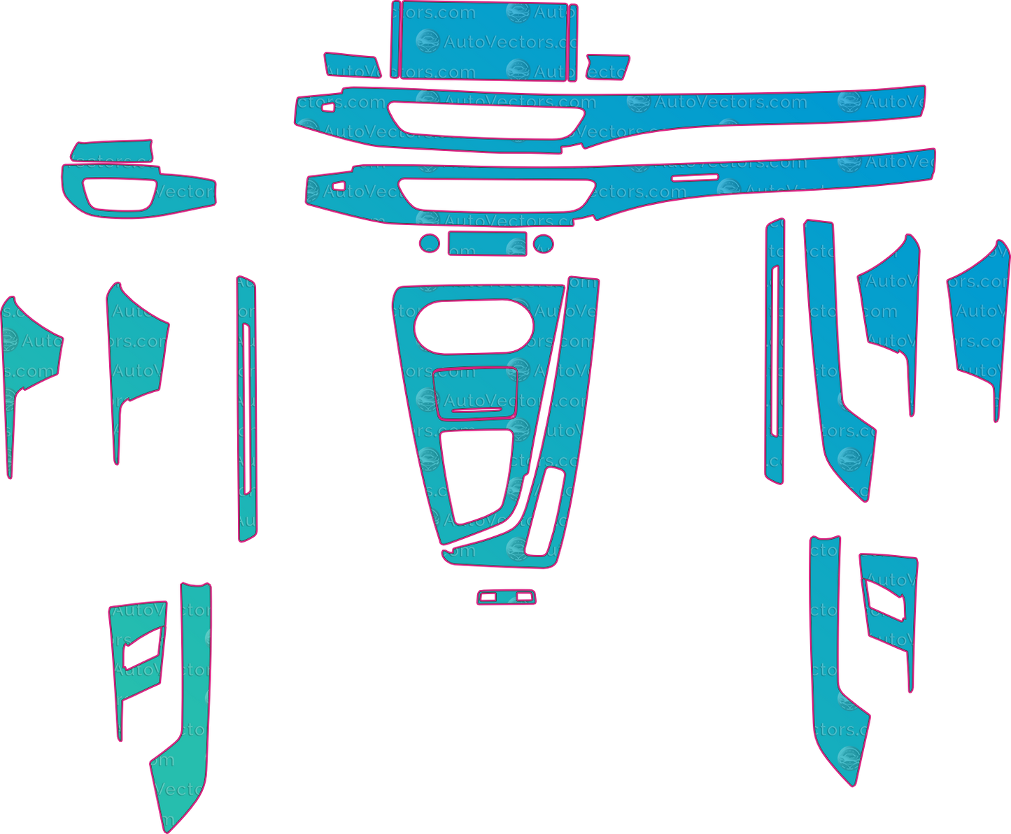 Audi S5 Base (From 2020) Interior Pre-Cut PPF Pattern Templates – interior pre-cut PPF pattern templates, digital download vector files (CDR, AI, PDF, DXF, SVG)