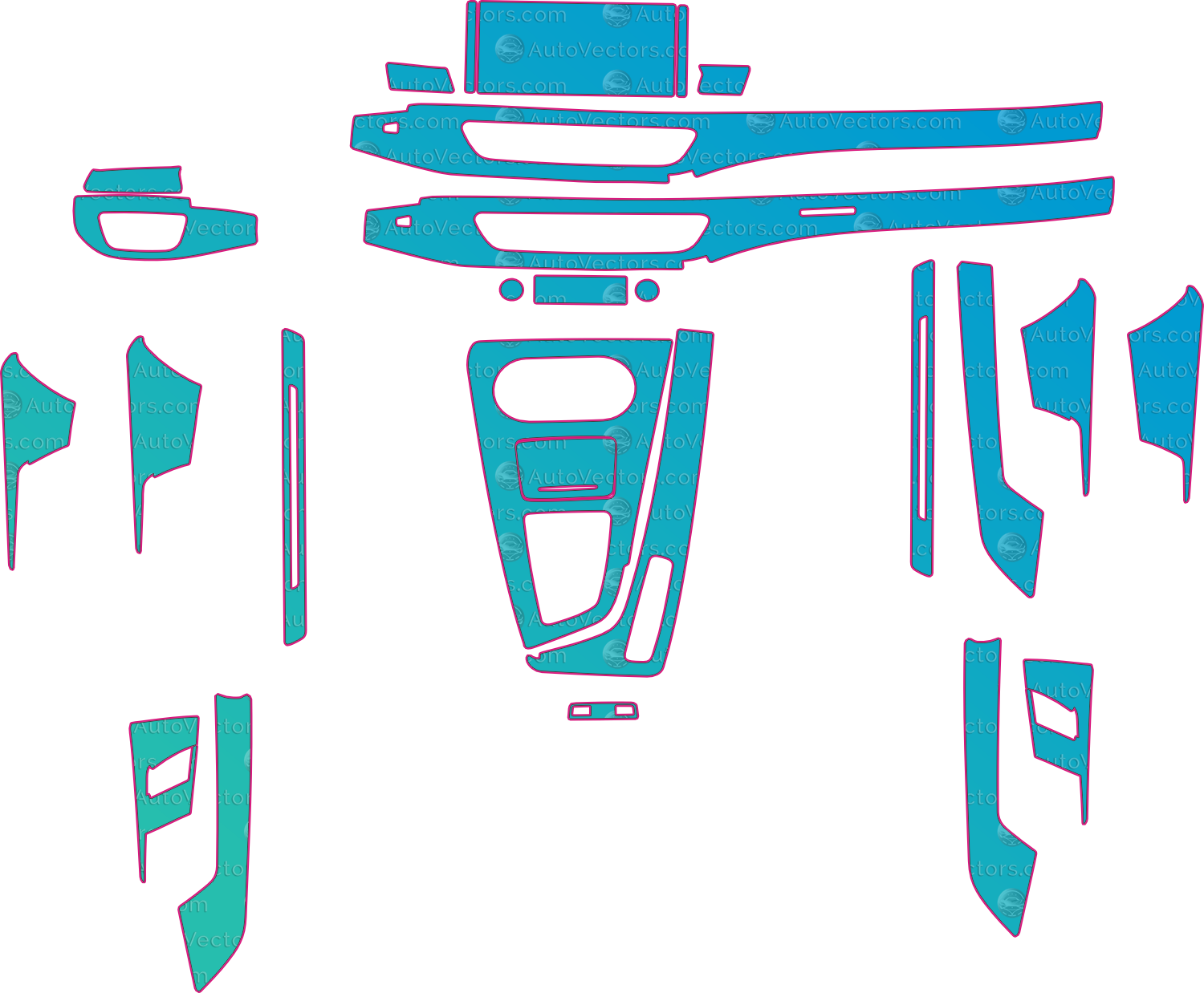 Audi S5 Base (From 2020) Interior Pre-Cut PPF Pattern Templates – interior pre-cut PPF pattern templates, digital download vector files (CDR, AI, PDF, DXF, SVG)